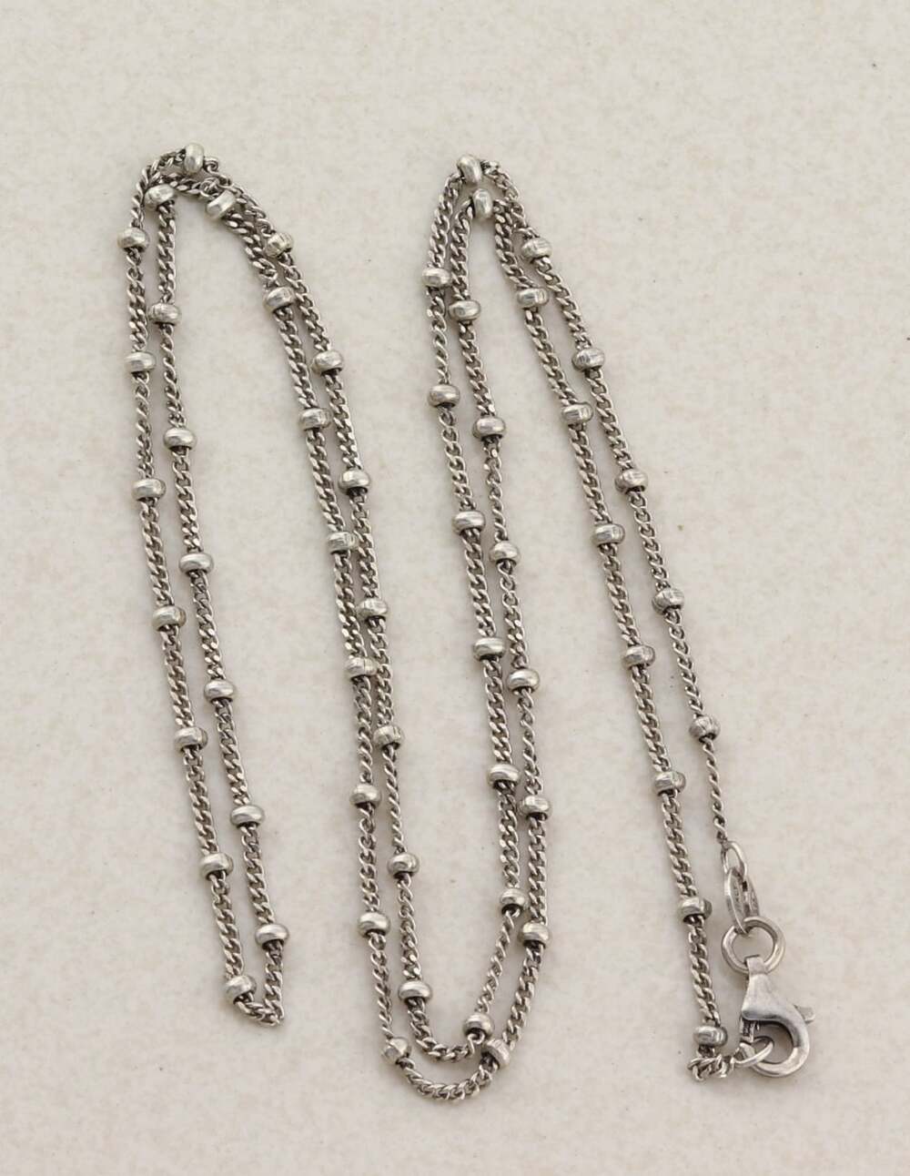 Sterling Silver Beaded Station Chain Necklace 24" inch